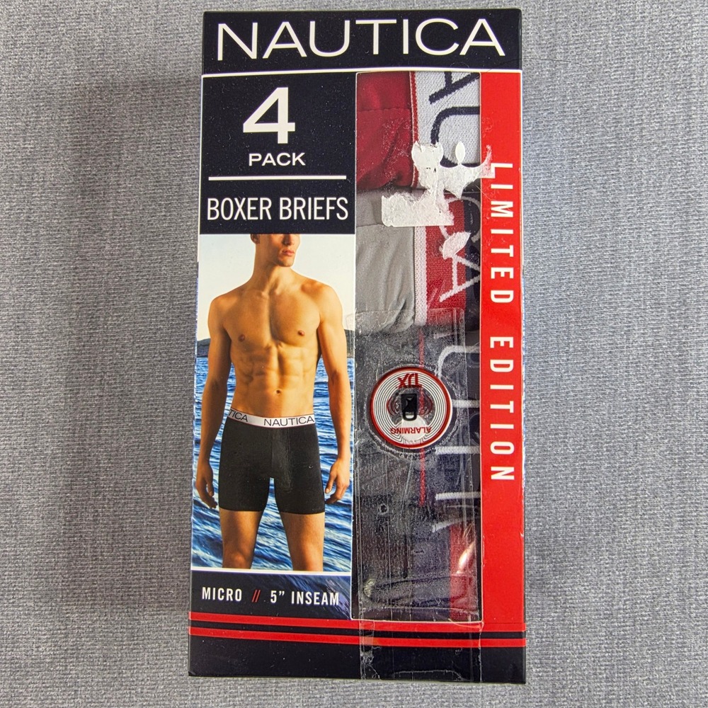 Nautica‎ Boxer Briefs Mens M Multicolor NEW 4 Pack 5" Inseam Limited Addition